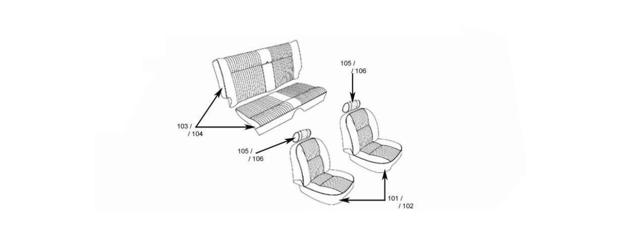 XJ12 Coupe (2 Door) Seats Schematic