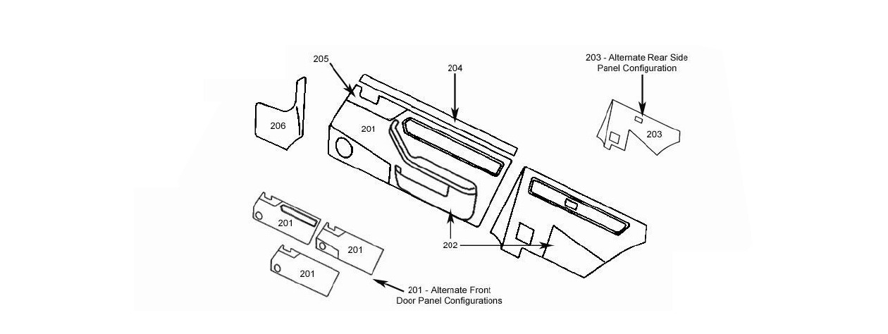 XJ12 Coupe (2 Door) Door Panels Schematic