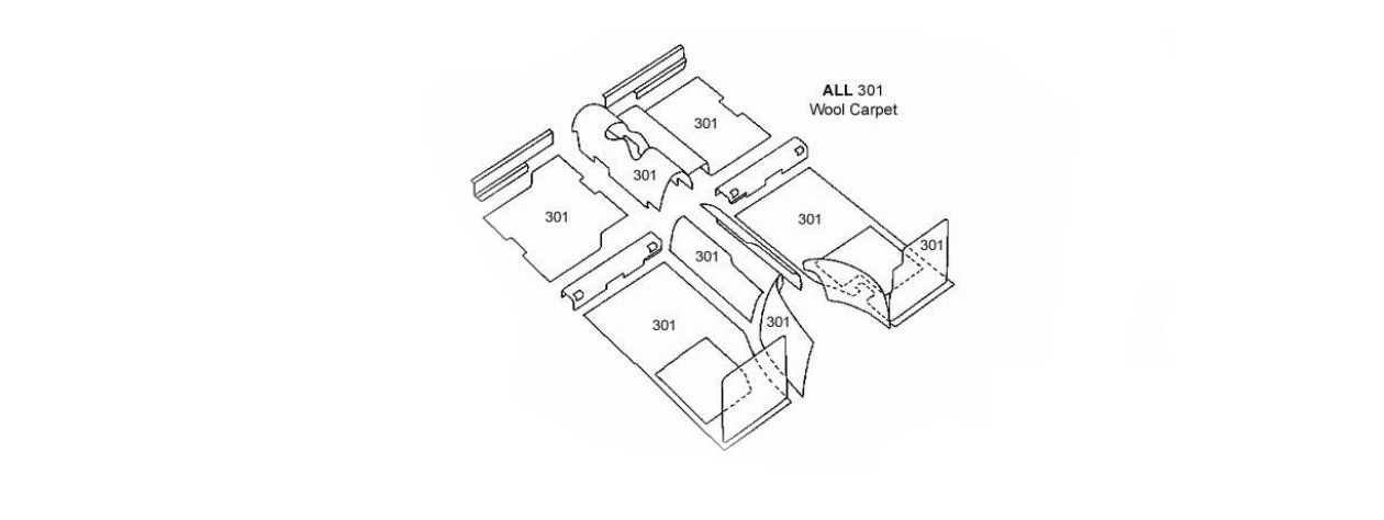 E Type 2+2 Series 3 V12 Carpets & Floor Schematic