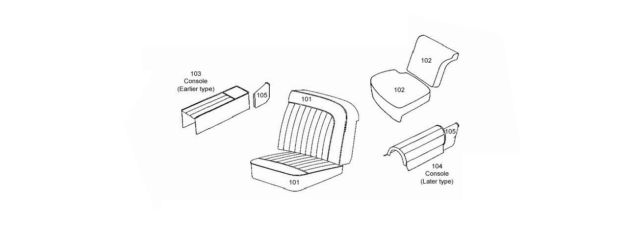 XK140 DHC Seats Schematic