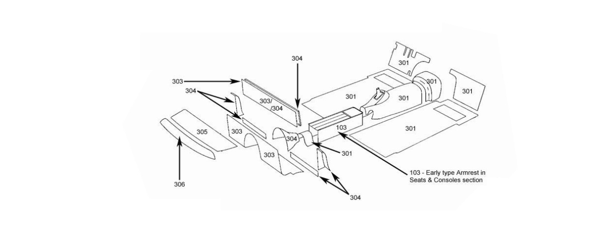 XK140 DHC Carpets & Floor Schematic