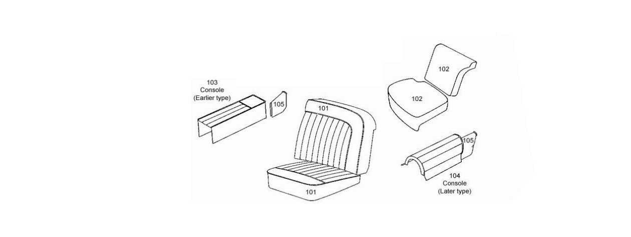 Centre Armrest (early Type) - Leather Schematic