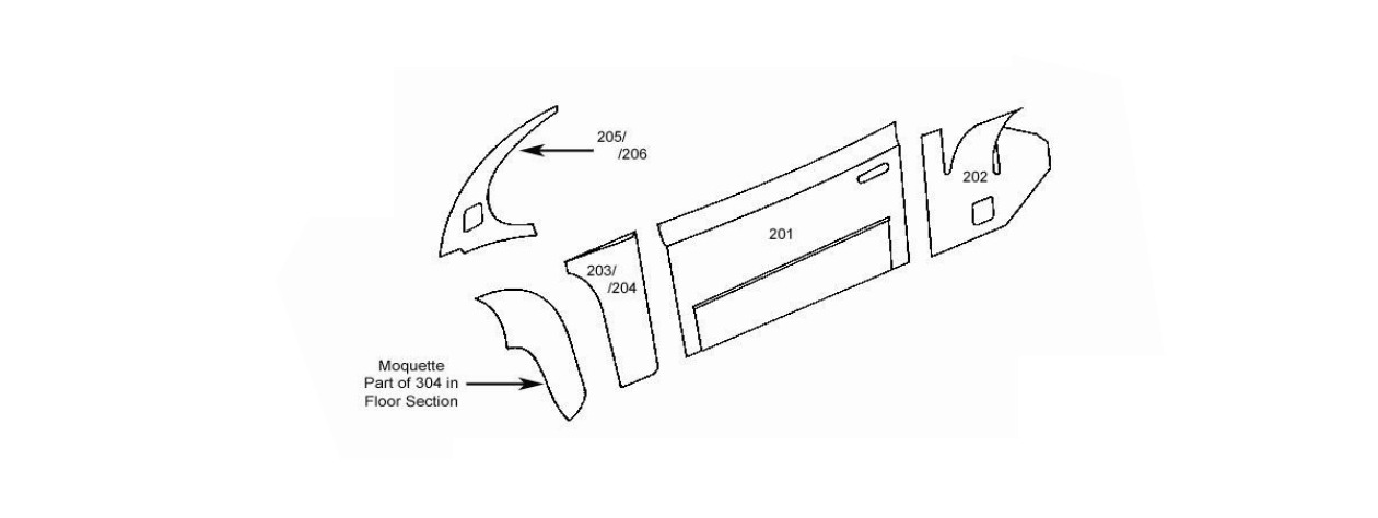 B Post Metal Panels - Trimmed (pair) Schematic