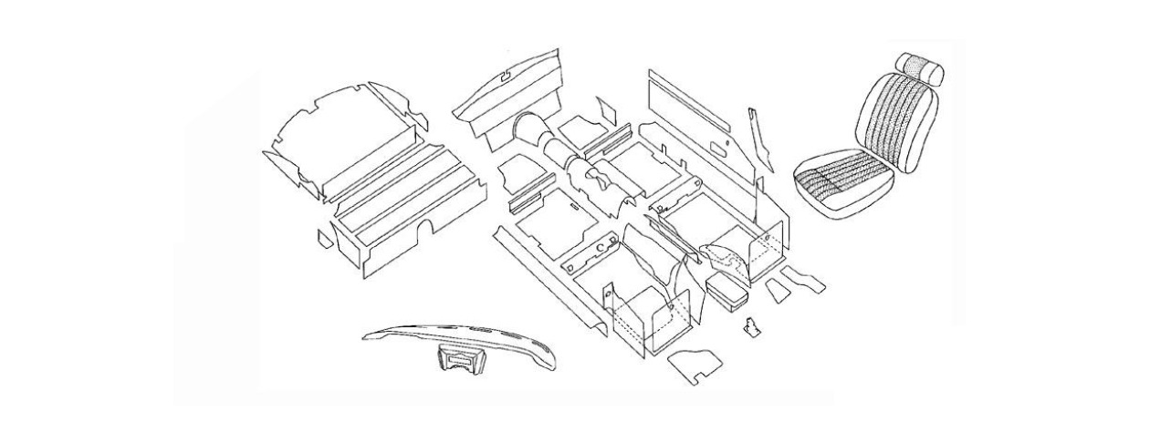 E Type Roadster V12 S3 Full Trim Kit Schematic
