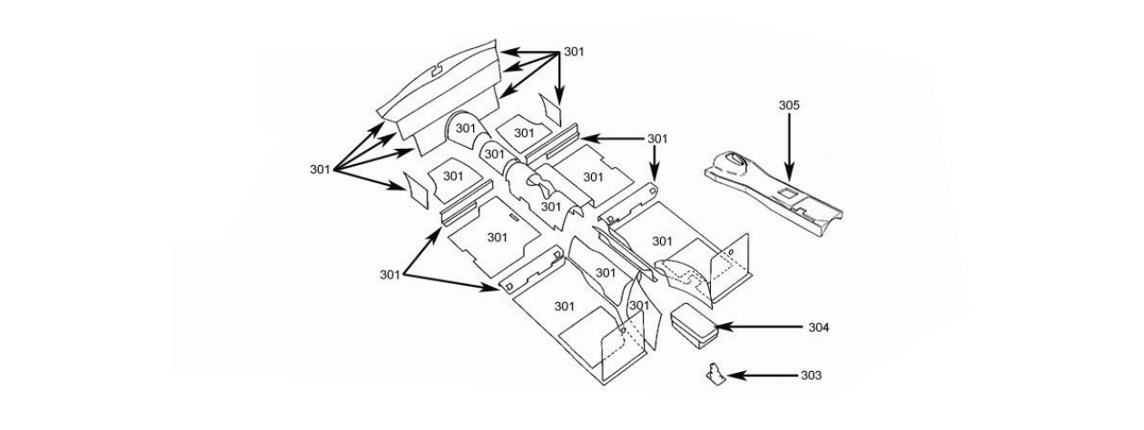E Type Roadster V12 S3 Carpets & Floor Schematic