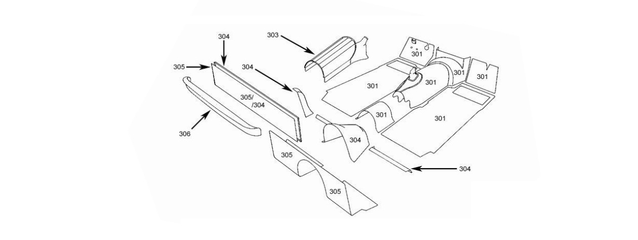 XK150 FHC Carpets & Floor Schematic