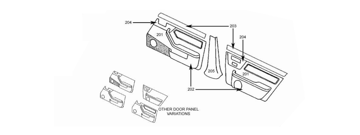 XJ6 Series 2 (4 Door) Door Panels Schematic